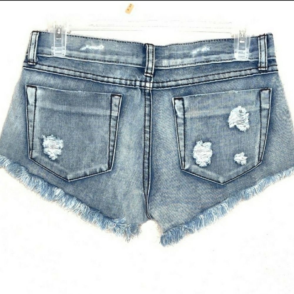 Tobi Distressed Raw Frayed Hems Acid Wash Jean Shorts